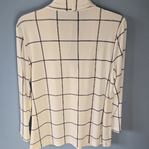 Calvin Klein Women's Cream and Black Grid Blouse - Picture 6 of 6